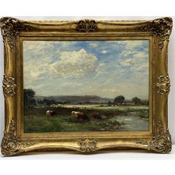 Owen Bowen (Staithes Group 1873-1967): Cattle Grazing, oil on canvas signed 56cm x 76cm
