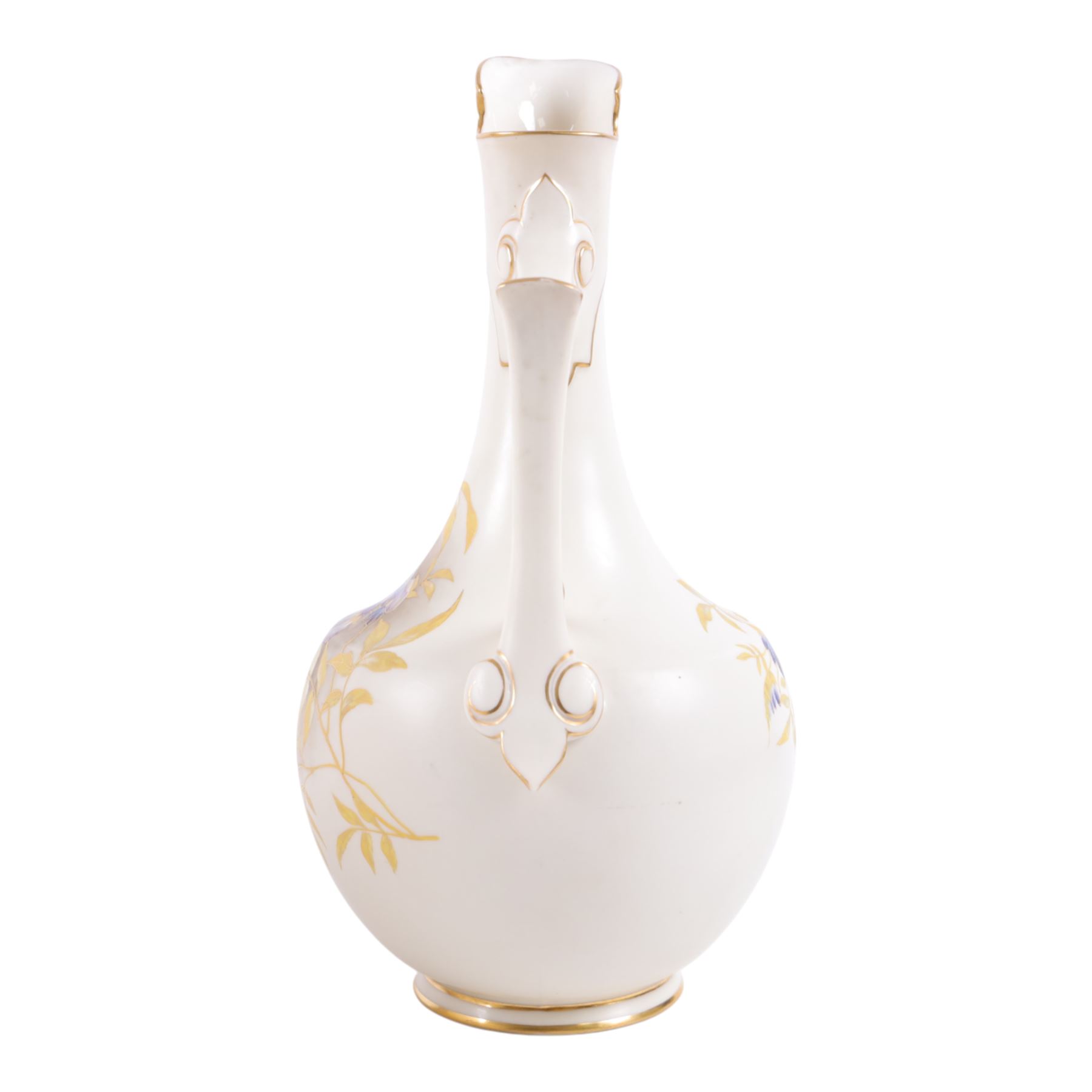 Royal Worcester blush ivory pitcher ewer jug, decorated with wisteria, puce mark to base and numbered RN13580 and 1028