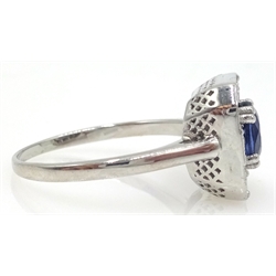  18ct white gold Art Deco style sapphire and diamond ring   