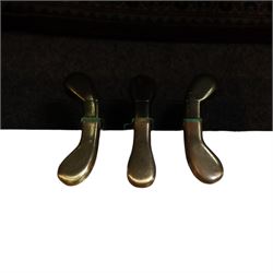 Offenbach by Daewoo model DU-4 upright piano, within high gloss ebonised case, circa 1990s serial no. 154804, with black wooden stool with velvet seat