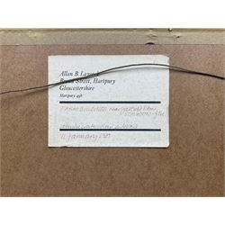 Allan Laycock RWA (British 1928-2020): 'Farm Buildings near Gadfield Elm - Staunton', acrylic and watercolour signed and dated 1981, 18.5cm x 34.5cm 