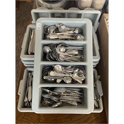 Large quantity of stainless steel knives, forks and spoons with additional trays- LOT SUBJECT TO VAT ON THE HAMMER PRICE - To be collected by appointment from The Ambassador Hotel, 36-38 Esplanade, Scarborough YO11 2AY. ALL GOODS MUST BE REMOVED BY WEDNESDAY 15TH JUNE.