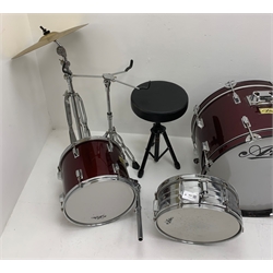 RTV 09/10/20 Aria five-piece drum kit with Hi-hat, crash and ride cymbals, stool, pedals, sticks etc