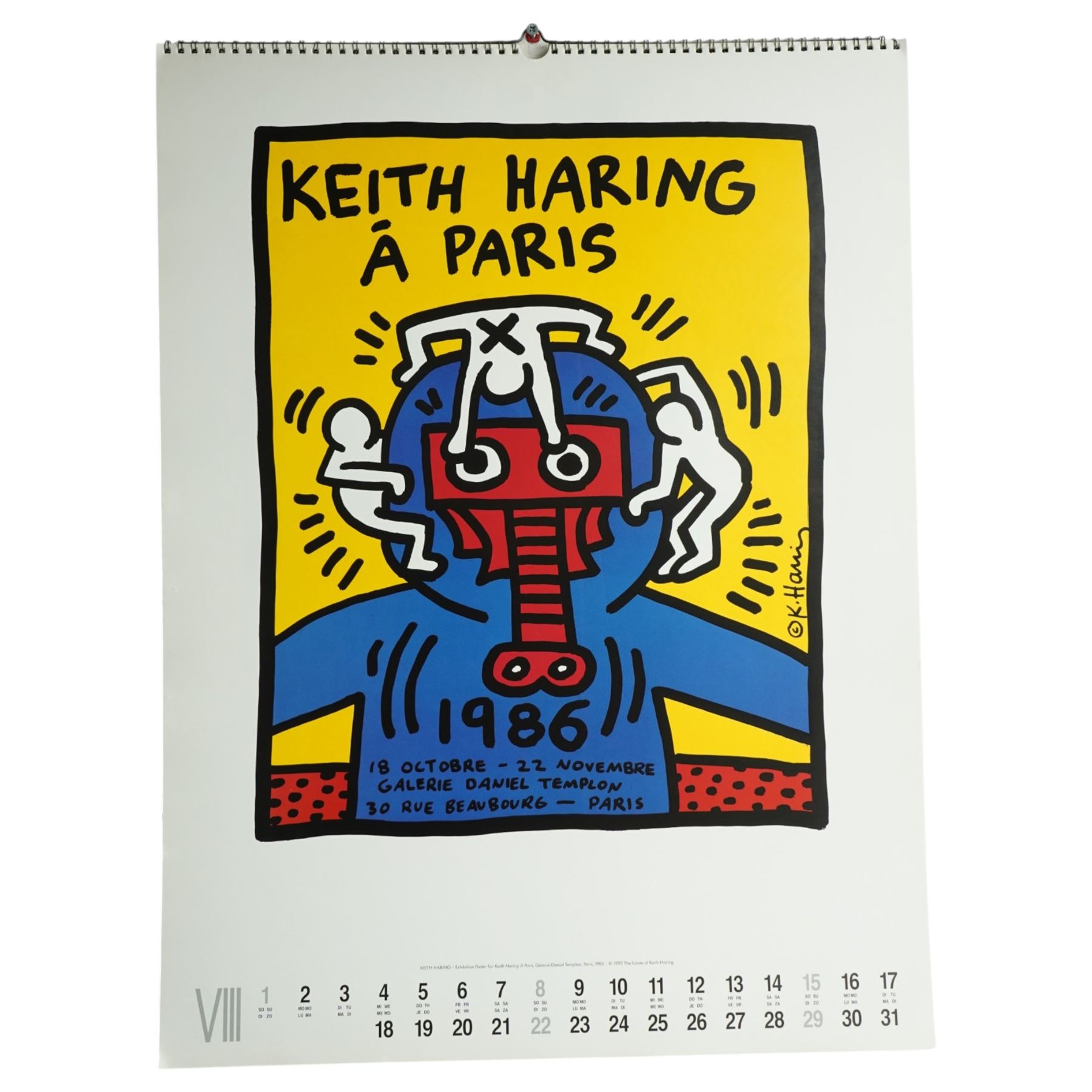 After Keith Haring (American 1958-1990): 'Club DV8 - San Francisco', colour print pub. c.1987, 49cm x 39cm; together with 'The Posters of Keith Haring 1993 Calendar' (2) (unframed)