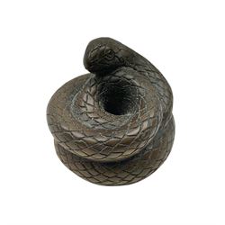 Netsuke in the form of a snake, signed t