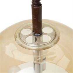  Chromium plated retro extendable light fitting with tinted perspex shade H70cm, diameter of aperture 27.5cm