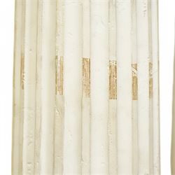 Pair of cast composite Corinthian architectural columns, the Corinthian capital decorated with scrolls and curled acanthus leaves, bulbous fluted shaft on moulded foot and square base 