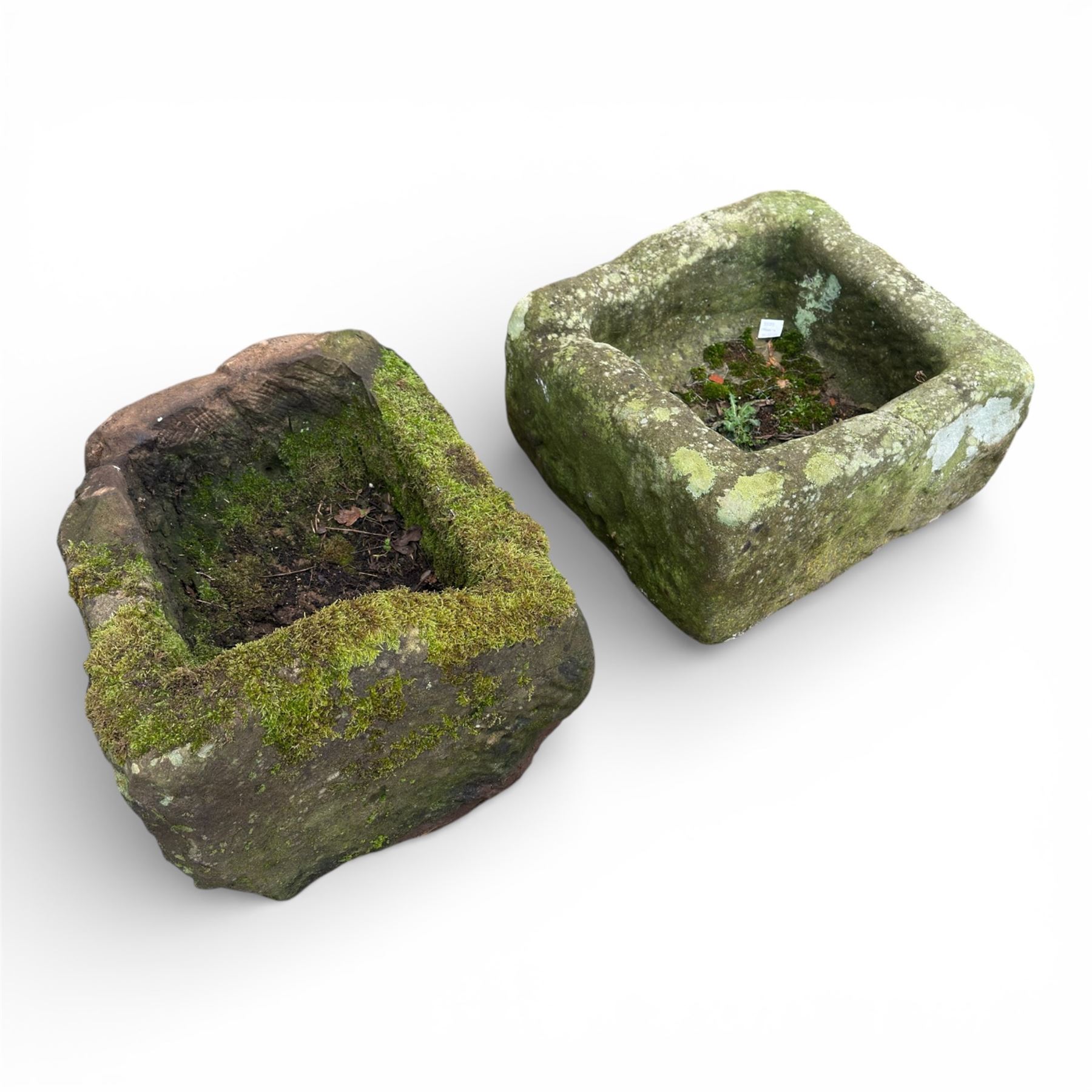 Two 19th century hewn stone planters