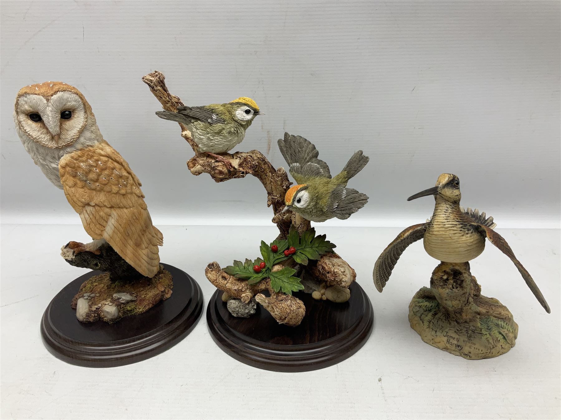 Quantity of Country Artists figures, comprising Woodland Visitors G800, Otter Family CA 552, Barn Owl CA 431, Wren CA 81, Mouse and Acorn CA784, Kingfisher - Broadway CA422, Early Days - Barn Owlets CA 720, together with two Border Fine Arts figures comprising Woodcock by James Harvey, 1985 and First Outing, Many with original boxes (9)