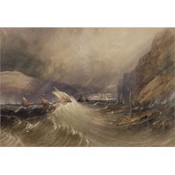 Henry Barlow Carter (British 1804-1868): 'Storm off Staithes', watercolour with scratching out signed and dated 1841, 29cm x 41cm
Provenance: exh. 'Henry Barlow Carter' Maritime Museum Hull 2006 & Scarborough Art Gallery 2007 