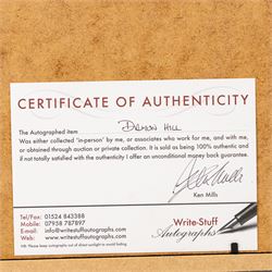Ten signed Formula 1 photographs, comprising eight Damon Hill examples, Jenson Button and a Nigel Mansell example, nine with certificates of authenticity from Write Stuff Autographs, all framed, largest H47cm, W67cm