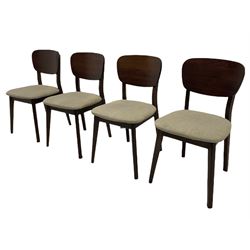 Bentley Designs - Premier collection 'Oslo' contemporary walnut extending dining table and six chairs upholstered in steel grey fabric. 