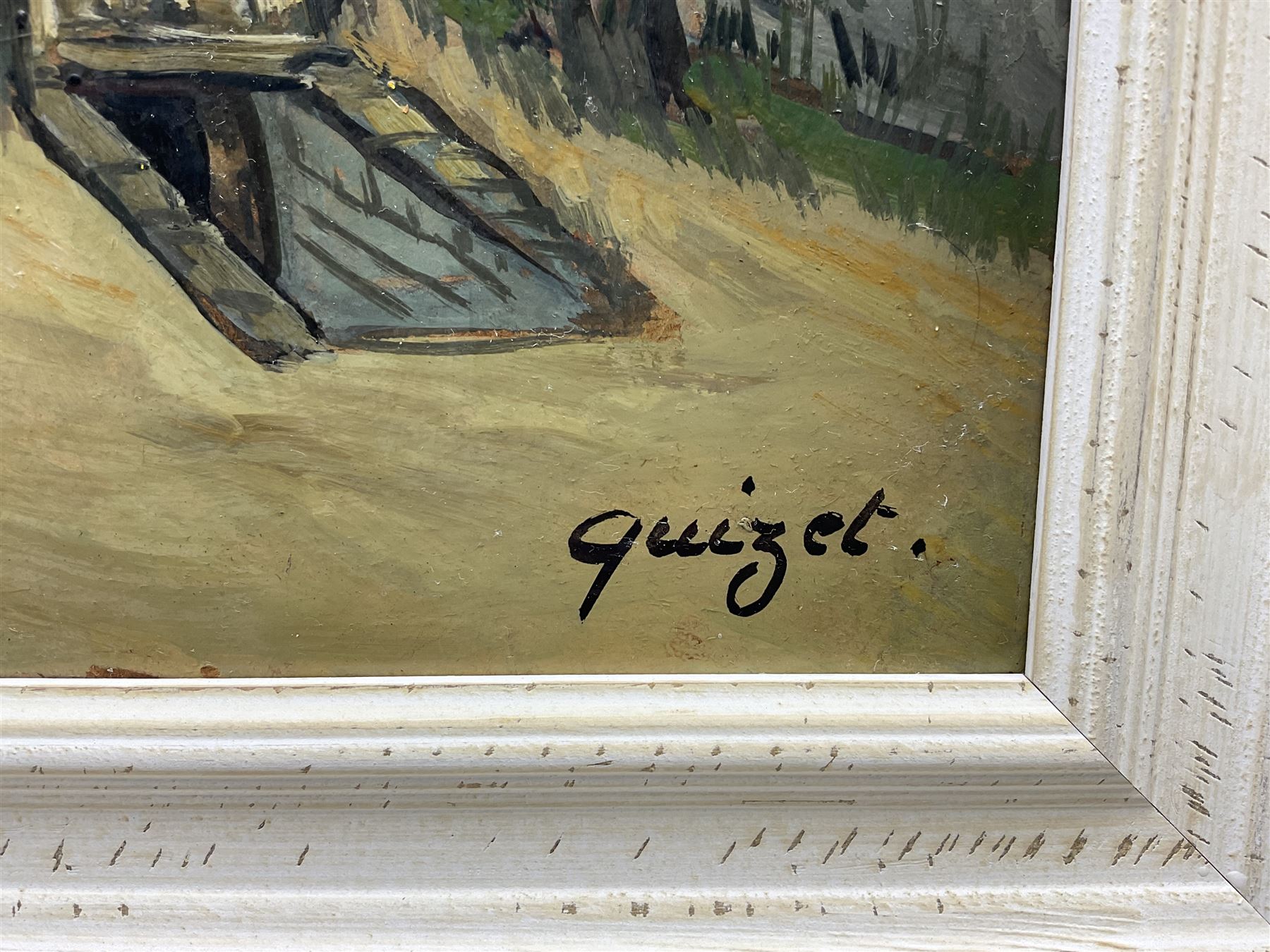 Alphonse Leon Quizet (French 1885-1955): Entrance to a Parisian Crypt, oil on board signed 45cm x 37cm