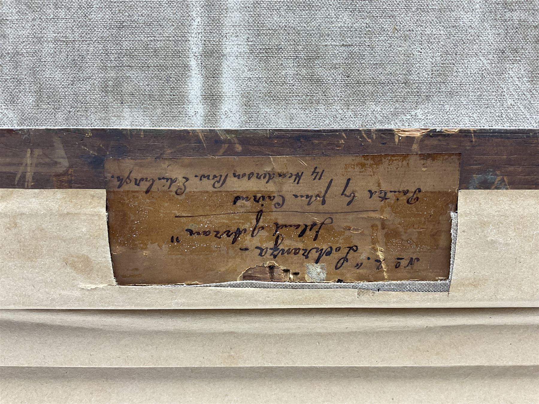 John Cairns (Scottish fl.1845-1870): 'Lochranza - Isle of Arran', oil on canvas, signed and titled with artist's Edinburgh address on original label verso 50cm x 80cm 
Provenance: private collection, purchased Shapes Auctioneers Edinburgh 27th April 2002 Lot 326