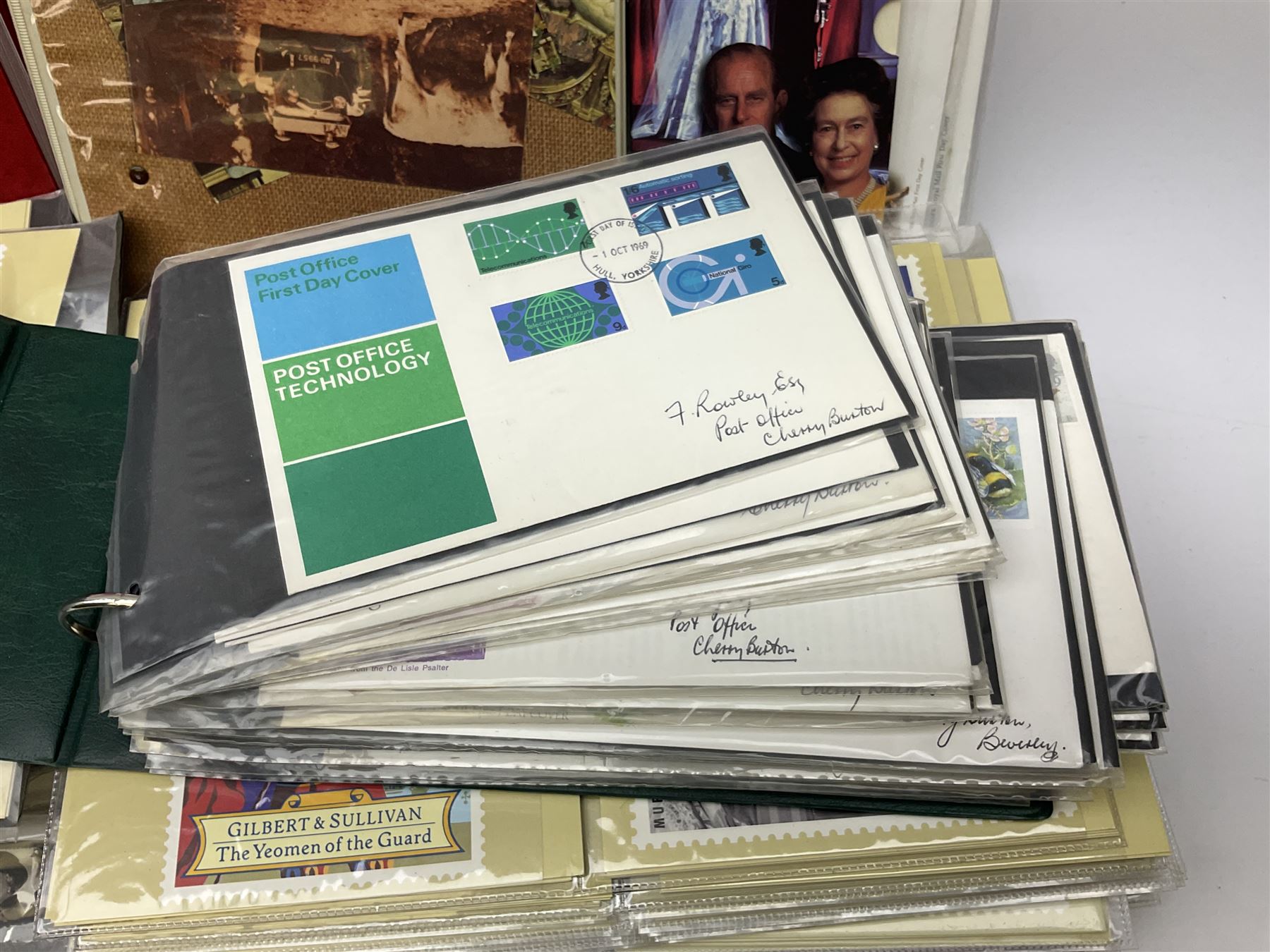 First day covers, PHQ cards and stamps, including small number of mint Queen Elizabeth II stamps, Elizabeth and Philip Diamond Wedding Anniversary 2007 Gibraltar two pound coin cover etc, in one box