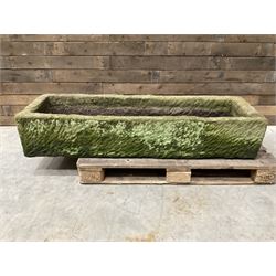 Large 19th century rectanglar stone trough 