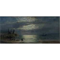 John Mogford (British 1821-1885): 'Scarborough Pier by Moonlight', watercolour signed and dated 1866, original title label and artist's address verso 16cm x 34cm
Notes: Mogford painted another watercolour of Scarborough in 1866 sold Sotheby's Bond Street 29th November 2000, Lot 75