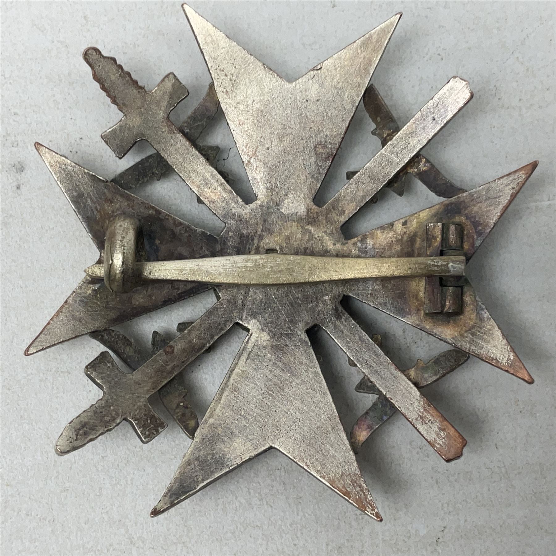 German Spanish Cross with silvered finish; stamped verso L/12; probably a post-WW2 copy