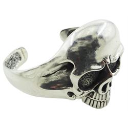 Silver skull torque bangle, maker's mark RJB, Birmingham assay mark