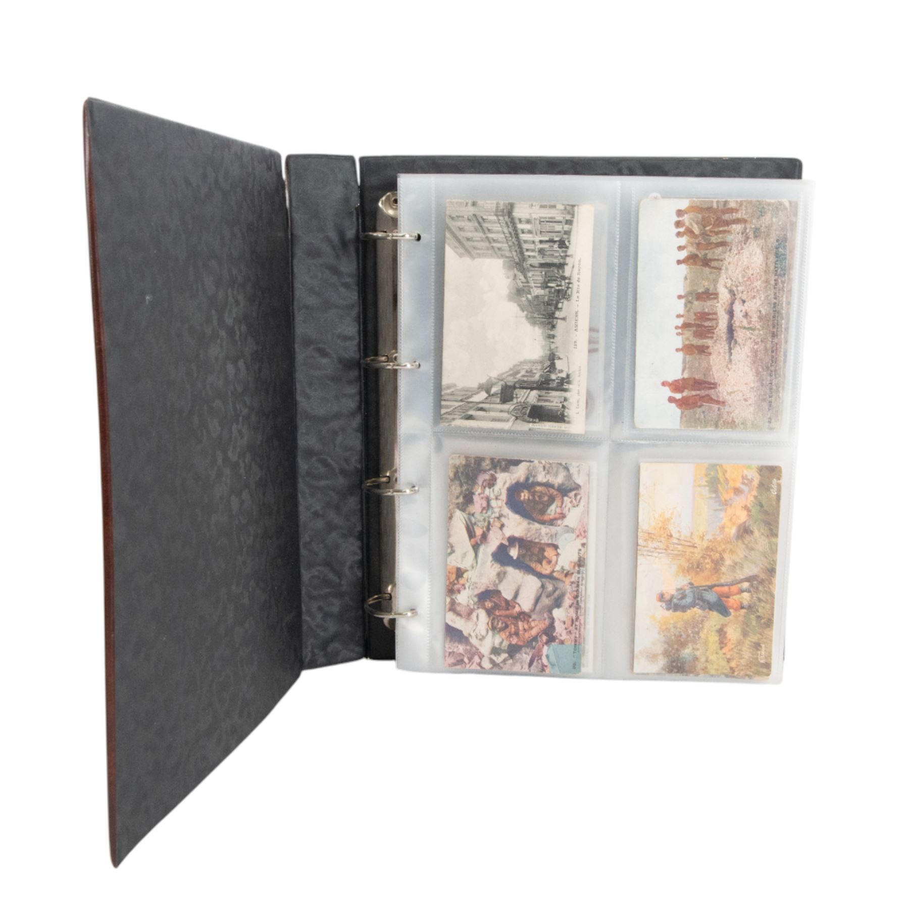 Collection of military WWI postcards, including silk examples, drawings and photographs approximately one hundred 