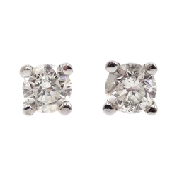  Pair of 18ct white gold diamond stud earrings, stamped 750, diamonds approx 0.4 carat  