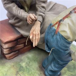 Capodimonte The Cheats, signed Zanella, together with another Capodimonte figure, H24cm  