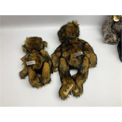 Six Charlie Bears, comprising Bert CB131306, Hattie CB614865, Brodie CB124902, and Anniversary Diesel CB151575, each designed by Isabelle Lee, and Bibble CB630036B, and Edwin CB131298, both designed by Heather Lyell, all with tags