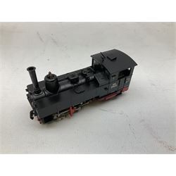 Liliput 'N'/HOe gauge - 0-6-0 tank locomotive No.29825 with instructions; and two passenger coaches; all boxed; together with five Liliput goods/brake wagons in hard perspex cases (8)