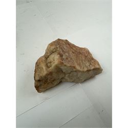 Collection of raw Blue John specimens, together with other mineral specimens