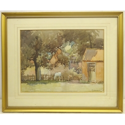  Horses in the Shade, watercolour signed by George Harrison (York 1882-1936) 26cm x 36cm Notes: Harrison studied at York School, Leeds College of Art, RCA and Newlyn. Became Principal of York School of Art and also ran a school of art at the Corn Mill Stamford Bridge York  