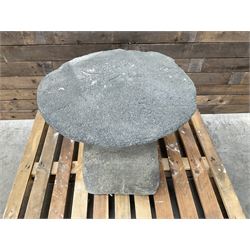 Large weathered cast stone garden staddle stone mushroom