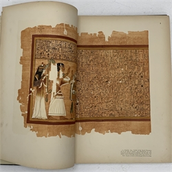  The Book of the Dead - Facsimile of the Papyrus of Ani. 1890. British Museum. Large folio edition. Series of large colour plates. Ex Brighton Public Library with numerous library stamps and library black cloth binding.  