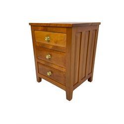 Knightman - cherrywood pedestal chest, fitted with three drawers, on square feet by Horace Knight workshop of Balk, Thirsk