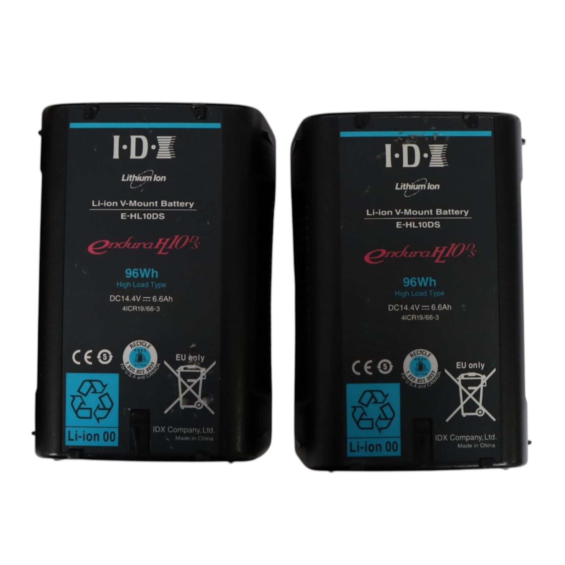 IDX Endura HL10DS 96Wh V Mount two battery set with IDX VL-2S Simultaneous V Mount charger and cable, in a custom cut Peli 1500 flight case