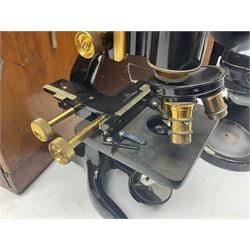 Three W. Watson & Sons microscopes, comprising Barnet binocular no 125253, Kima no 123196 and Service no 44858, all boxed 