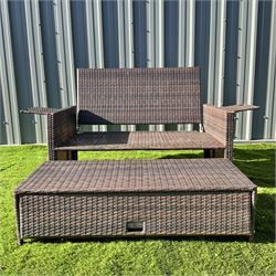 Outsunny - garden rattan furniture set two seater patio lounger daybed - THIS LOT IS TO BE COLLECTED BY APPOINTMENT FROM DUGGLEBY STORAGE, GREAT HILL, EASTFIELD, SCARBOROUGH, YO11 3TX