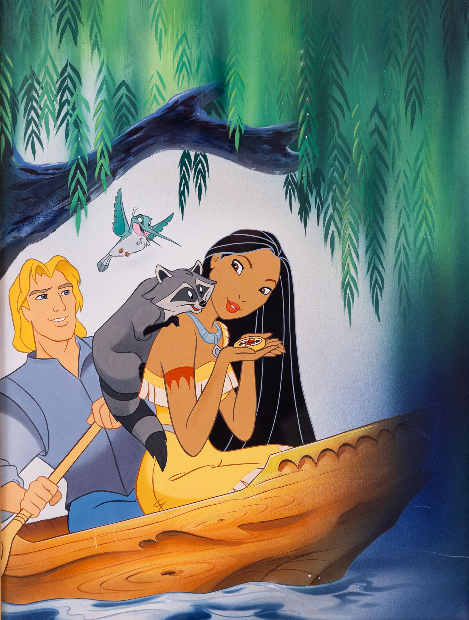 Disney Interest - Contemporary School (21st Century): Pocahontas on the River, gouache unsigned 37cm x 28cm