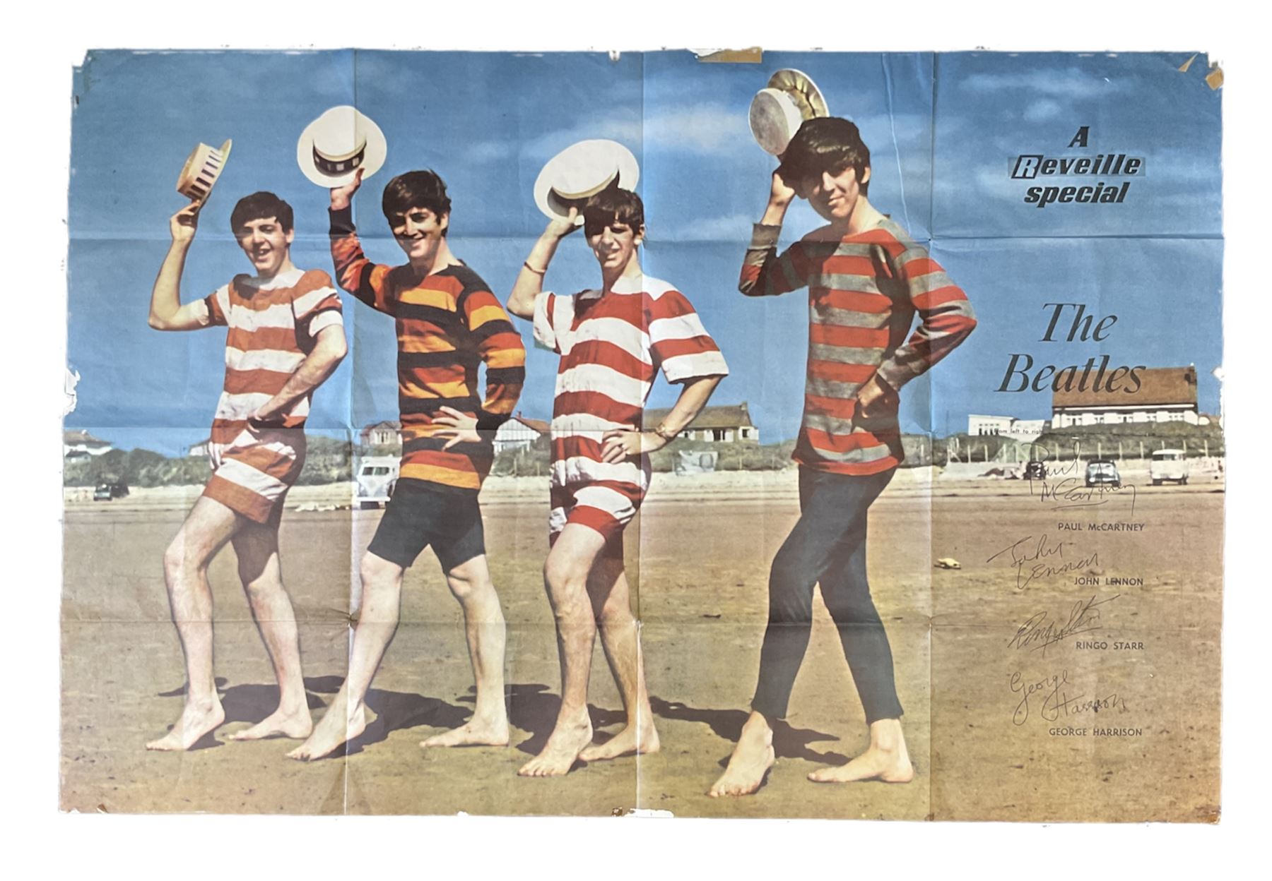 Beatles 1963 Reveille poster, with printed autographs, H102cm W152cm