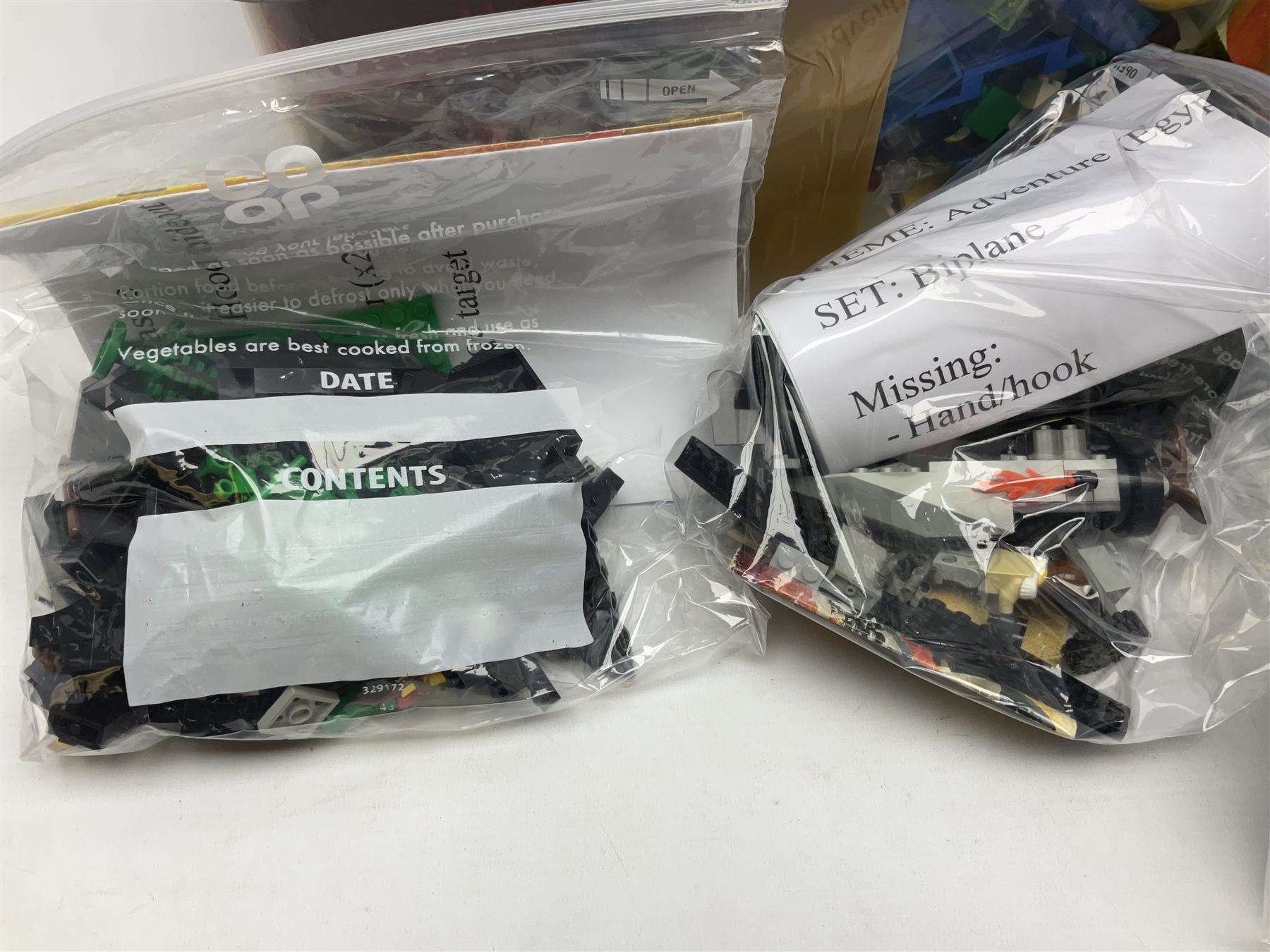 Lego - ten kits comprising Harry Potter Magic Mirror 4702; Extreme Team Rocket Car/Plane 6580; two Adventure Egypt Cars 5918; Adventure Egypt Bi-Plane 5928; Adventure Egypt Tombs and Car 5919 in golden Tutankamun box; Castle Knight with Horse & Cart 6016; Castle Witch & Fireplace 2872; Castle Robin Hood Hideout 6054; and Pirate Ship 6285; together with over 3.5kg of loose animals, characters and bricks etc; all unboxed