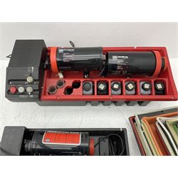 Jobo Colorprocessor CPA 2  fitted with a JoboDrum 2830 drum, DrumModul 2870, three plastic cylinders and six chemistry storage bottles, Jobo Colorprocessor CPA 2, fitted with JoboDrum 4531, four plastic cylinders and 4 chemical storage bottles, and nineteen development trays of various sizes, all untested