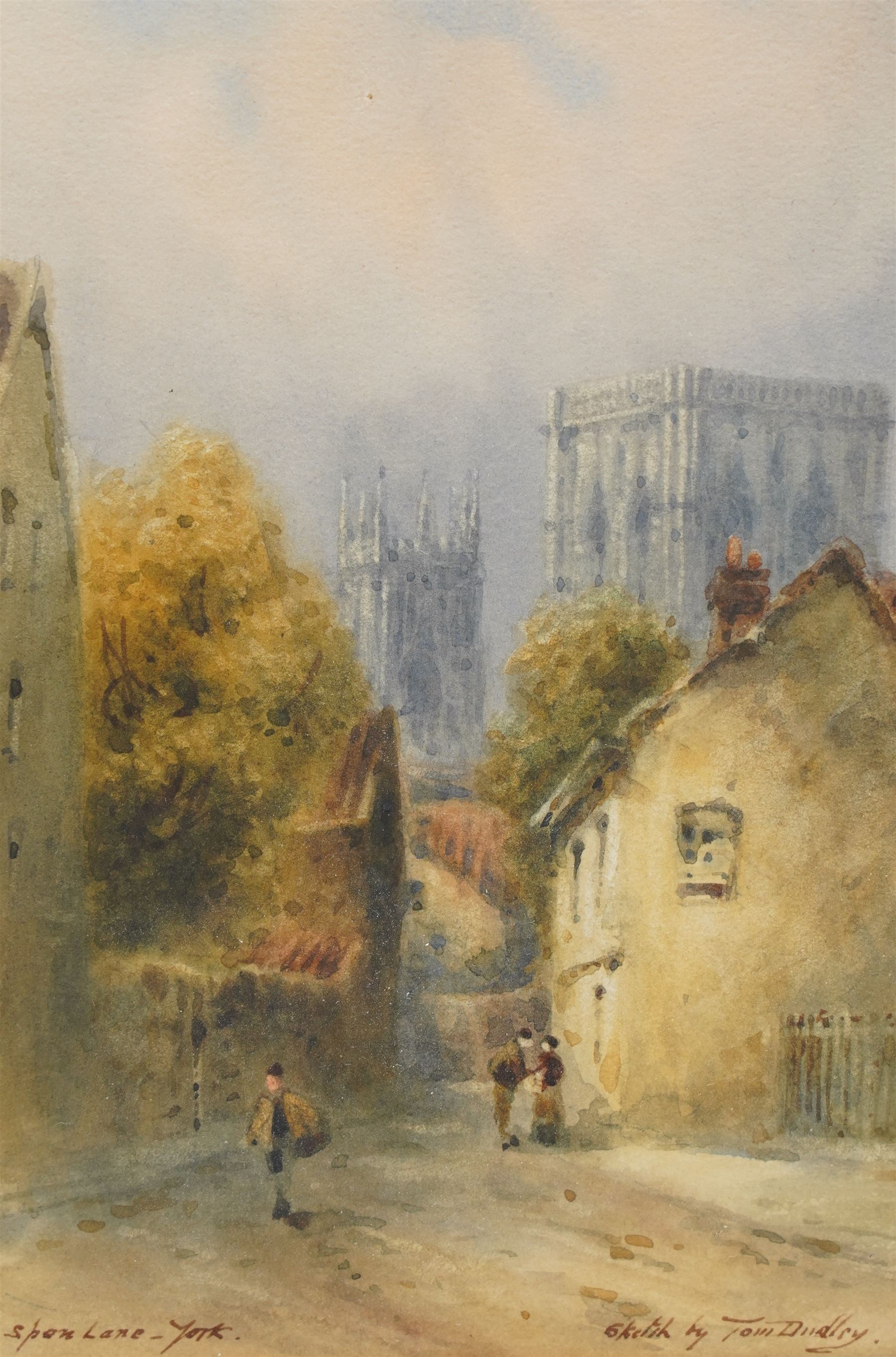 Thomas 'Tom' Dudley (British 1857-1935): 'Spen Lane - York', watercolour sketching signed and inscribed 22cm x 15cm