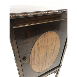 Edwardian mahogany music cabinet, oval panelled door. W54cm, D42cm, H108cm