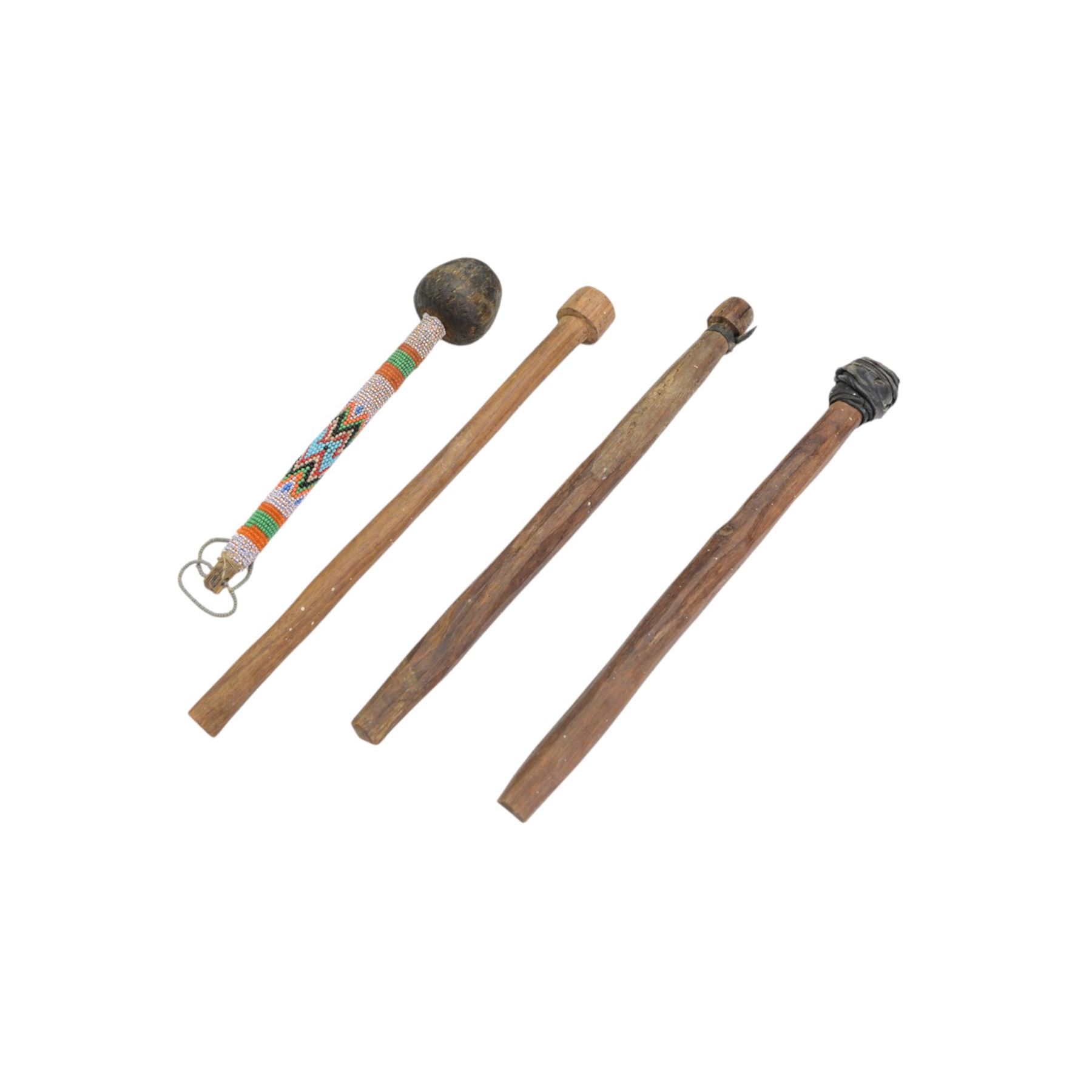 West African gourd-resonated balafon, with twenty hardwood tone bars and four beaters, L112cm