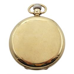 Early 20th century 9ct gold open face keyless lever 15 jewels pocket watch, white enamel dial with Roman numerals and subsidiary seconds dial, case by Dennison Watch Case Co, Birmingham 1918