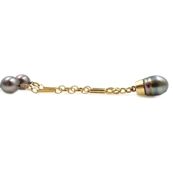  9ct gold grey pearl link pendant necklace 54cm  