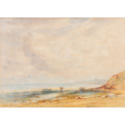 Frank Rousse (British fl.1897-1917): Beach scene Near Whitby, watercolour signed 27cm x 38cm 