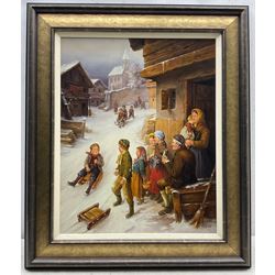 Gábor Tóth (Hungarian 1950-): Alpine Fun, acrylic on board signed 49cm x 39cm