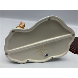 Four Border Fine Arts Beatrix Potter figures, comprising Tableau created to commemorate the Millenium together with a Border Fine Arts Limited Edition no 669814, The Tale of Peter Rabbit Tablet A1306, Four Little Rabbits A2442 and Sailing Home A2443