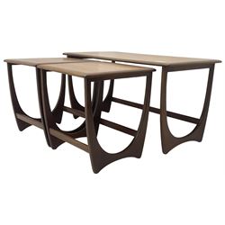 G-Plan - teak 'Astro' long-john nest of three tables, large rectangular coffee table and two square nesting tables