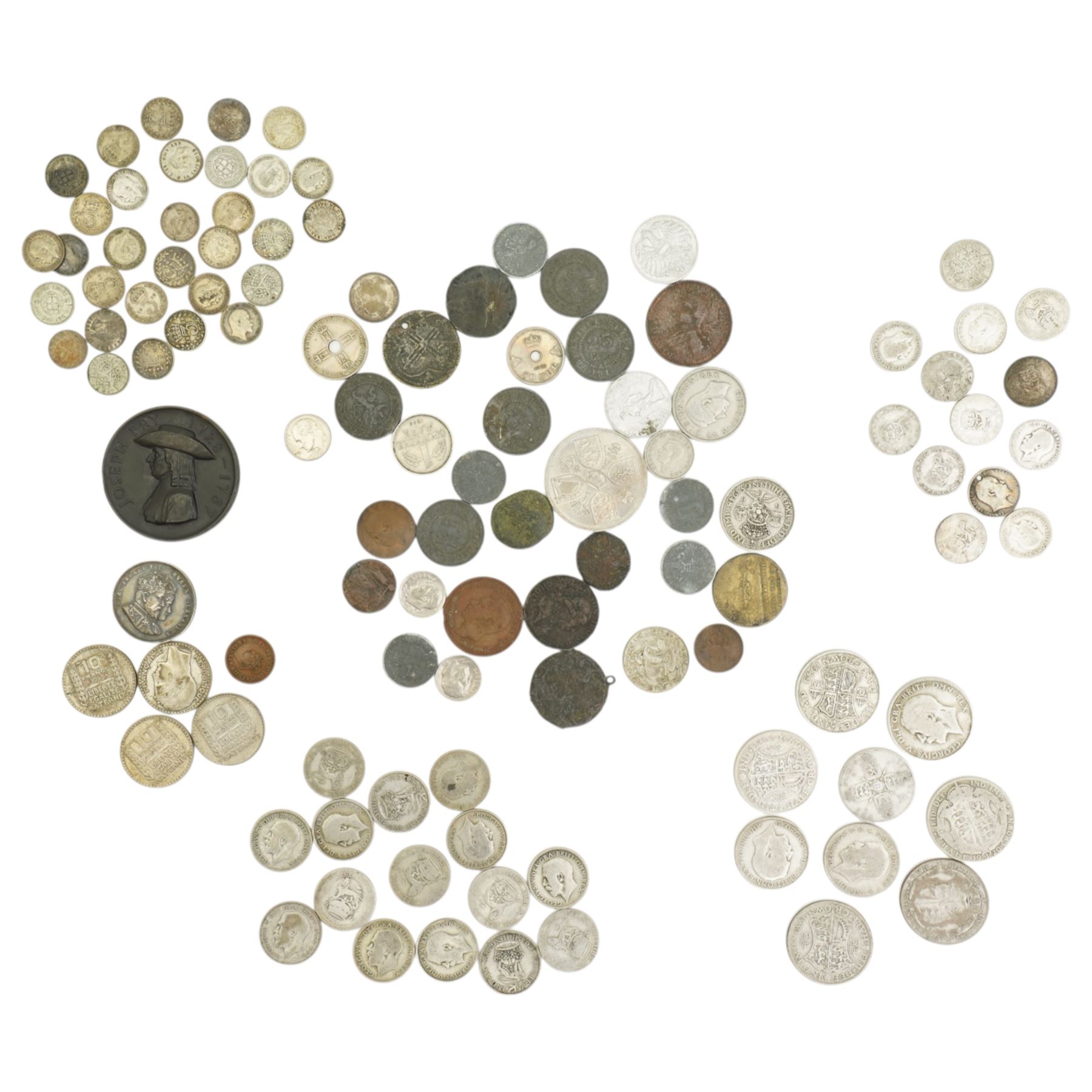 Quantity of pre 1947 coinage, approx 280 grams and various other coins